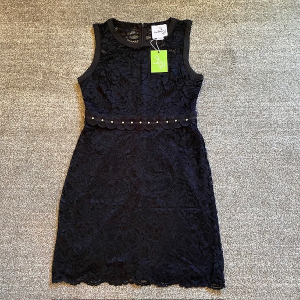 NWT Sam Edelman Black Lace Rhinestone Women's Dress Size 8